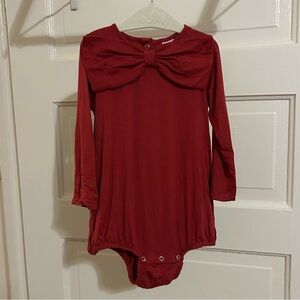 Kate Quinn Christmas Red Big Bow Bubble Long Sleeve Bodysuit